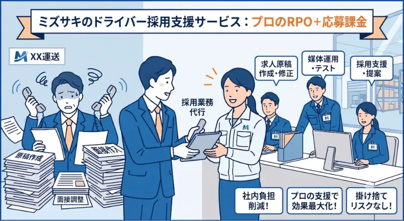 ミズサキのドライバー採用支援サービスのイメージ図