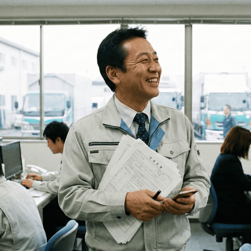 ミズサキの採用代行で低コストのドライバー採用に成功した運送企業の社長イメージ