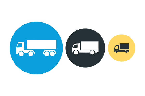 大型・中型・小型トラックのイメージイラスト