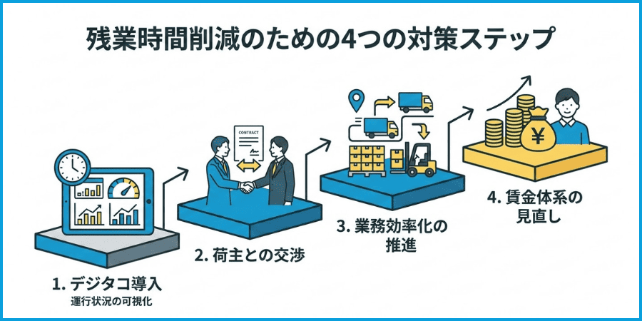 残業時間削減のための4つの対策ステップ