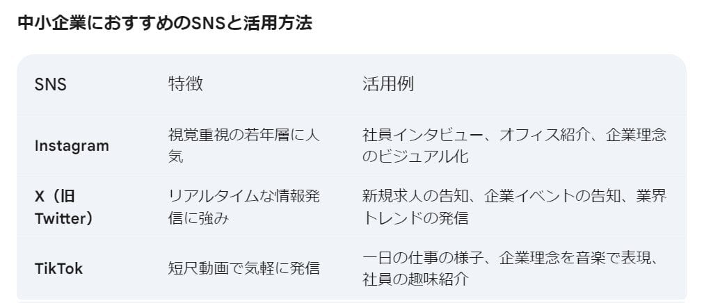 SNS 採用 比較